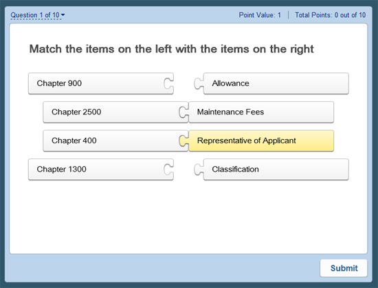 MPEP Chapter Number to Chapter Topic Matching Quiz