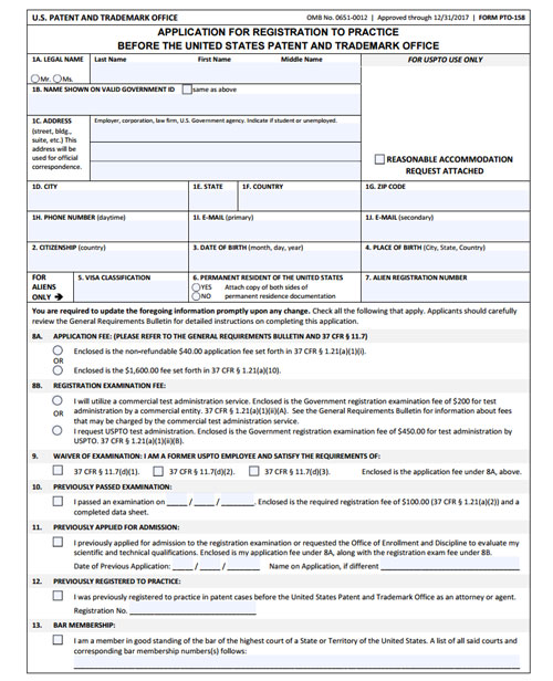 Patent bar admission resume